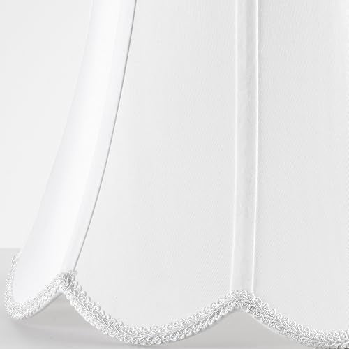 White Scalloped Lamp Shade Medium (White-fabric / 8"×13"×11" (Spider)-1 pc)