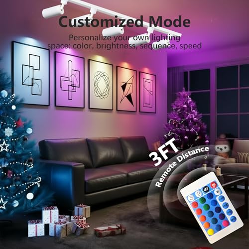 Plug in H Type LED Track Lighting Kits Dimmable RGB Ceiling Fixtures (White RGB)
