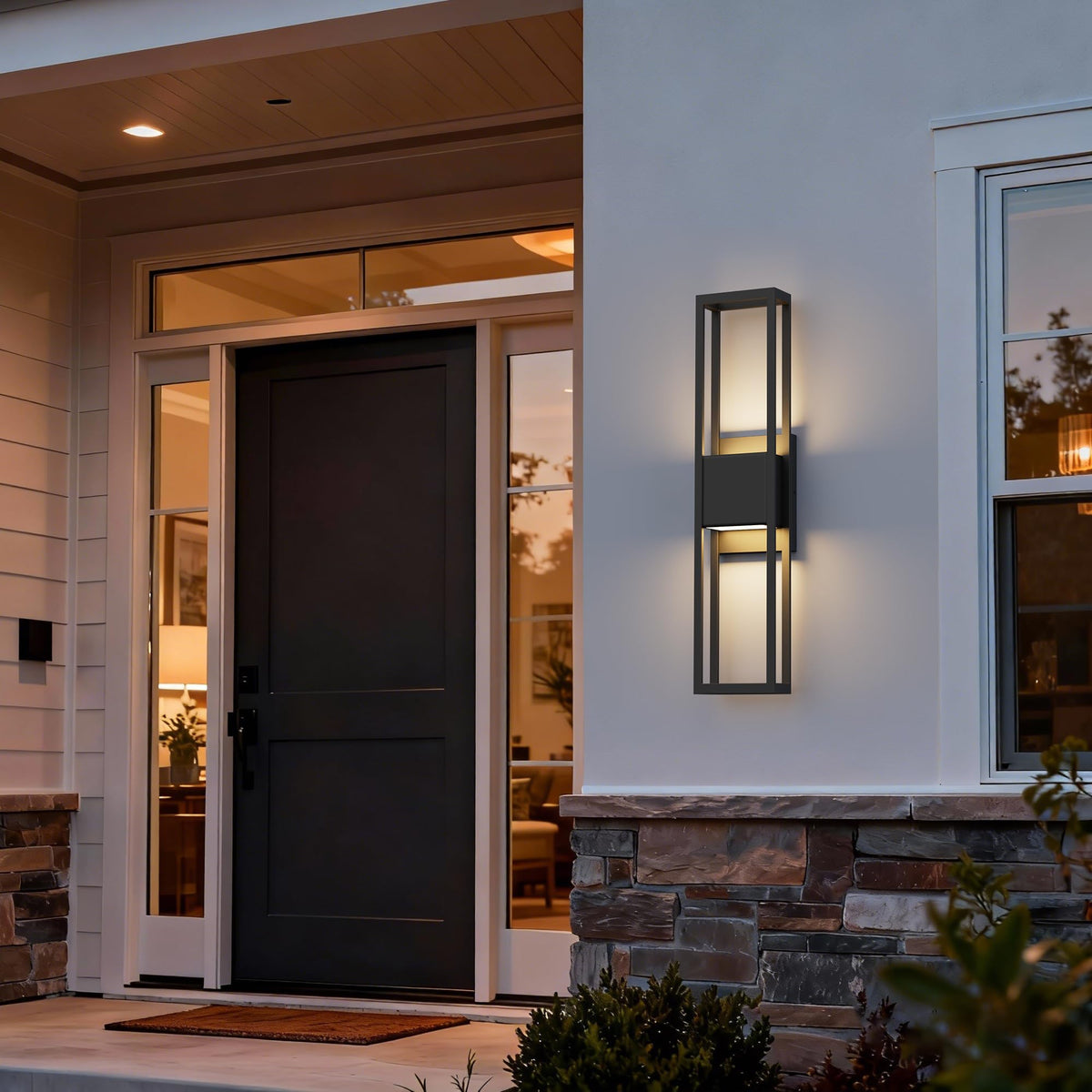 3000K Up Down LED Outdoor Wall Lights with Rectangle Linear Metal (27.5 Inch)