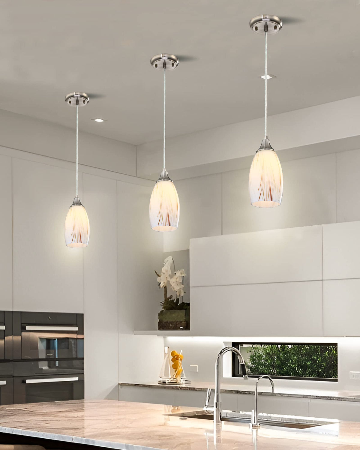 Mini Milk Glass Pendant Lights (Creamy With Gold-1Pack)