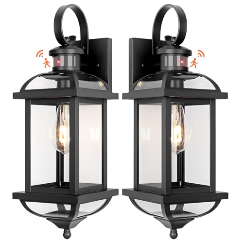Motion Sensor Porch Lights Dusk to Dawn 19 Inch Large (Modern Matte Black / Motion Sensor)