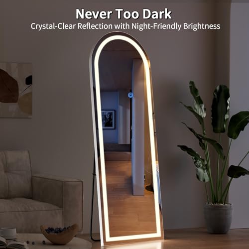LED Arched Full Length Mirror (Standing Mirror-arched / 65"L x 24"W)