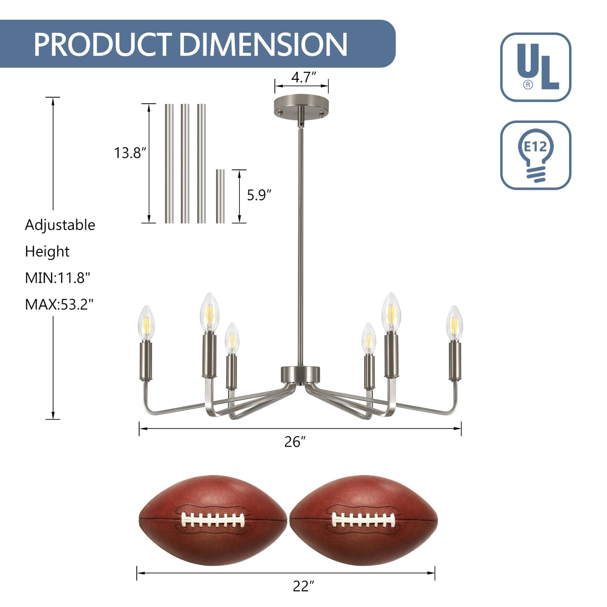 6 Light Brushed Nickel Chandeliers for Dining Room (Nickle / 6-Light)