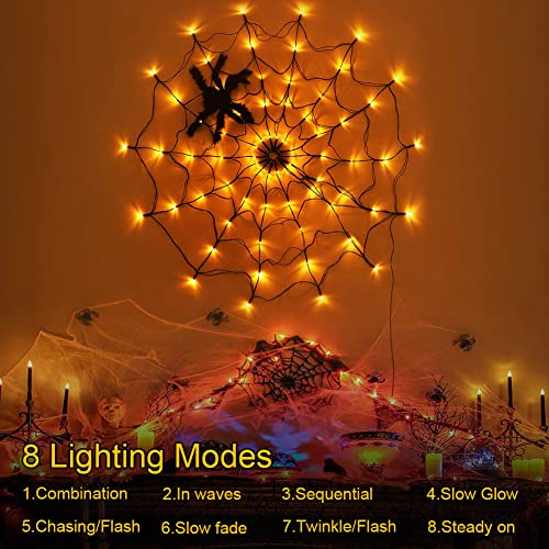 Halloween Decorations Spider Web Lights (Orange)