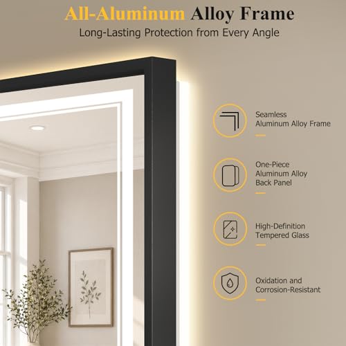 36"x60" LED Bathroom Mirror with Lights (Black / 60"L x 36"W)
