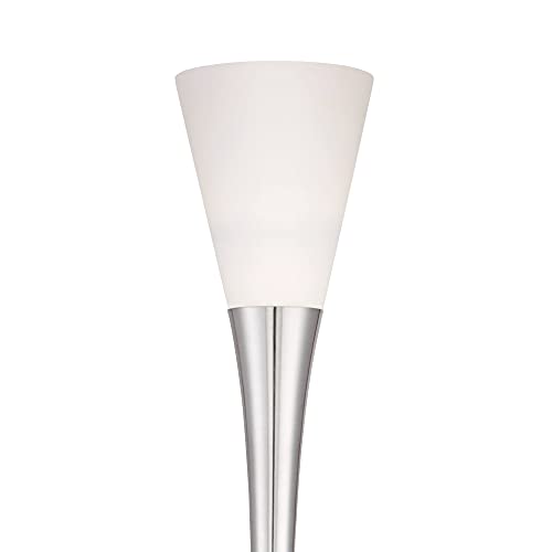 Piazza 76.8" Tall Nickel Torchiere Floor Lamp with Riser (Silver Brushed Nickel - Riser Included)