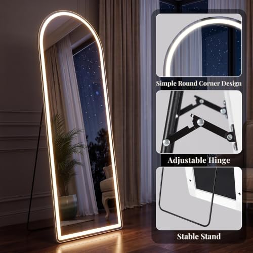 26"x71" Arched Full Length Mirror with Lights (Elegant Led-white Arched / 71"L x 26"W)