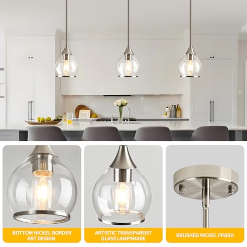 1 Piece Brushed Nickel Island Light for Kitchen (Brushed Nickel / 1-Light Pole Style)