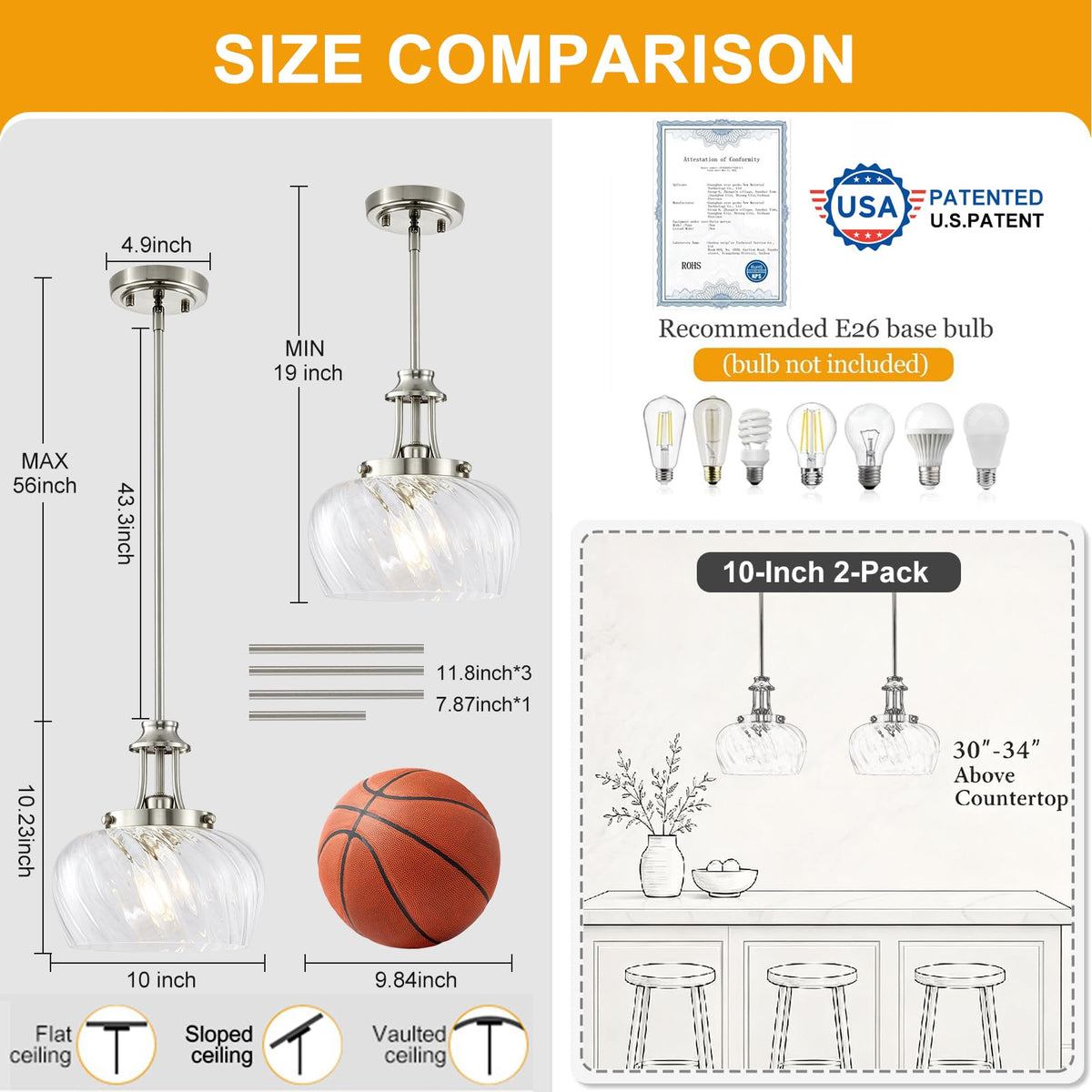 Modern Pendant Lights Kitchen Island (03-Brushed Nickel)