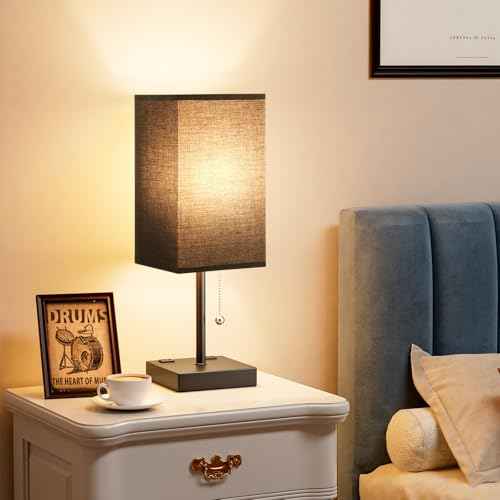 Black Lamp for Bedroom (Black & Black / 17.4in)