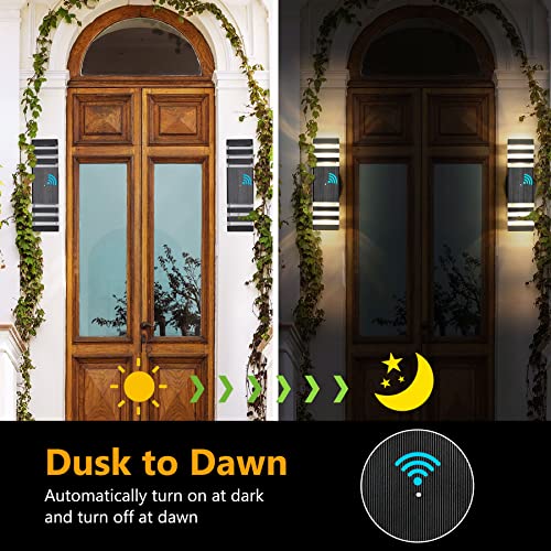 6 Pack Outdoor Porch Light Fixture Dusk to Dawn Black Exterior Wall Lights (Black / 3 Layer - 15 Inch)