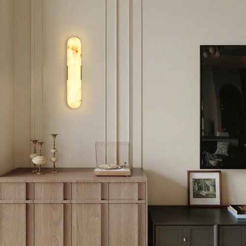 20" Natural Marble Gold Alabaster Wall Sconce 1Pack (Gold-Warm light / 20in-1pack)