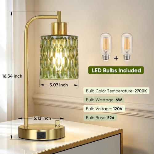 Table Lamps Set of 2 (Gold&Green-3)