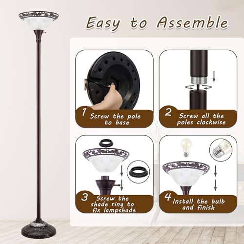 Torchiere Floor Lamps for Living Room (Brown,White2)