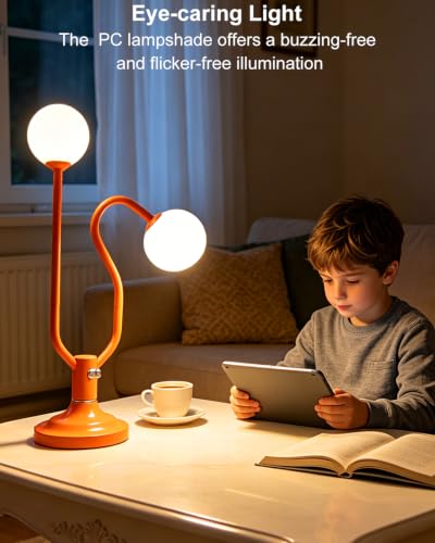 Orange Globe Table Lamp Dimmable Magic DIY Arms G9 Bulbs Included (14-Orange-Globe-2U-Magic DIY Arms)