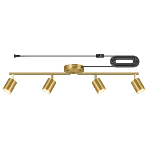 Plug in Track Lighting LED (4-Light Track Light(Gold))