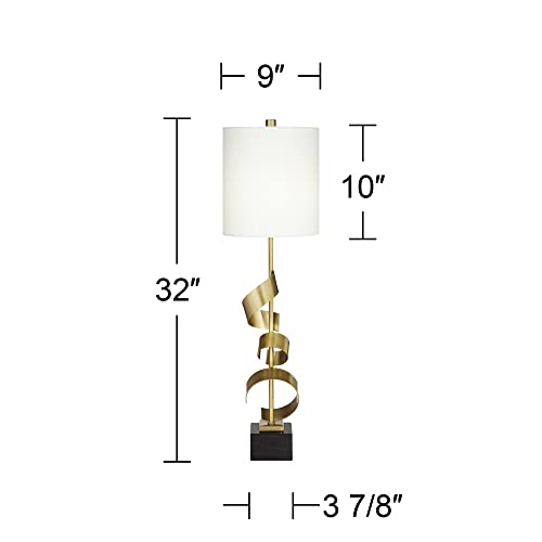 Ziggy 32" Large Table Lamp Gold Scroll Console Skinny Sculptural