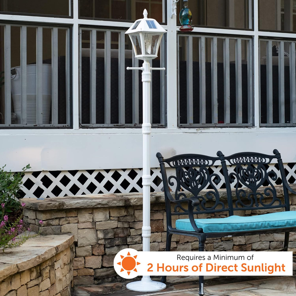 Baytown II Bulb Solar Lamp Post Light Kit 77 (White Traditional Design + Post)
