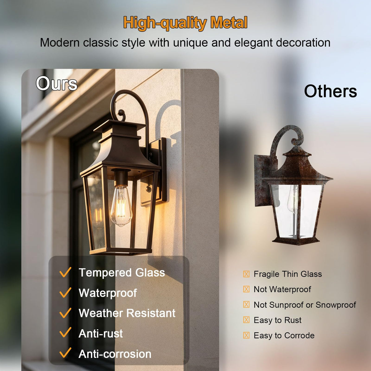 ALVIME Bronze Outdoor Wall Light Fixture (Dark Bronze / Large-19.25 Inch)