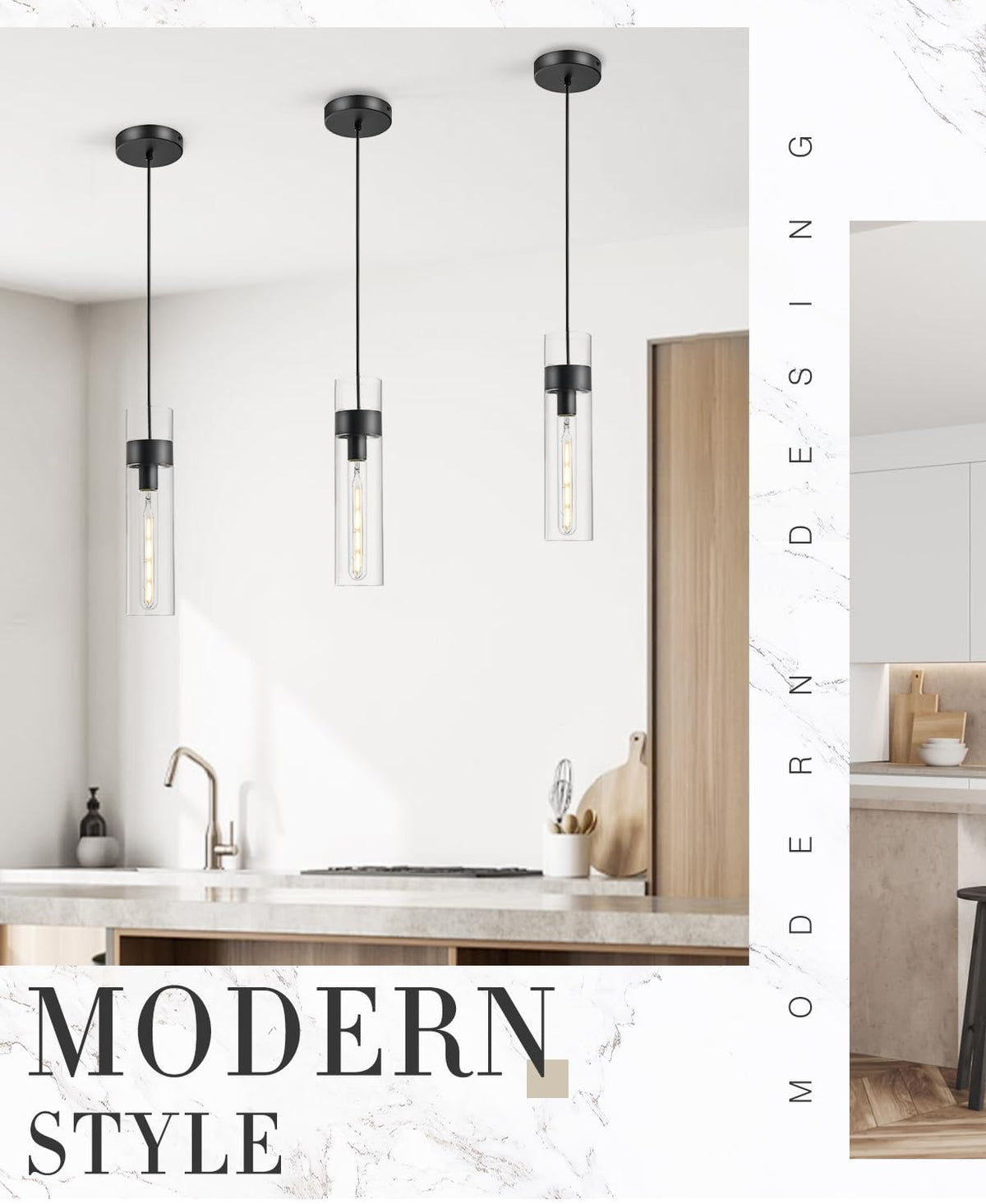 3 Pack Black Pendant Lights Kitchen Island (Black / 3 Pack)