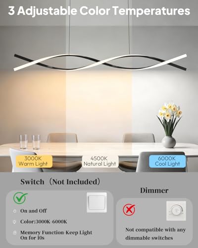 39.4in Kitchen Island Light (Black-Wave / 39.4in)