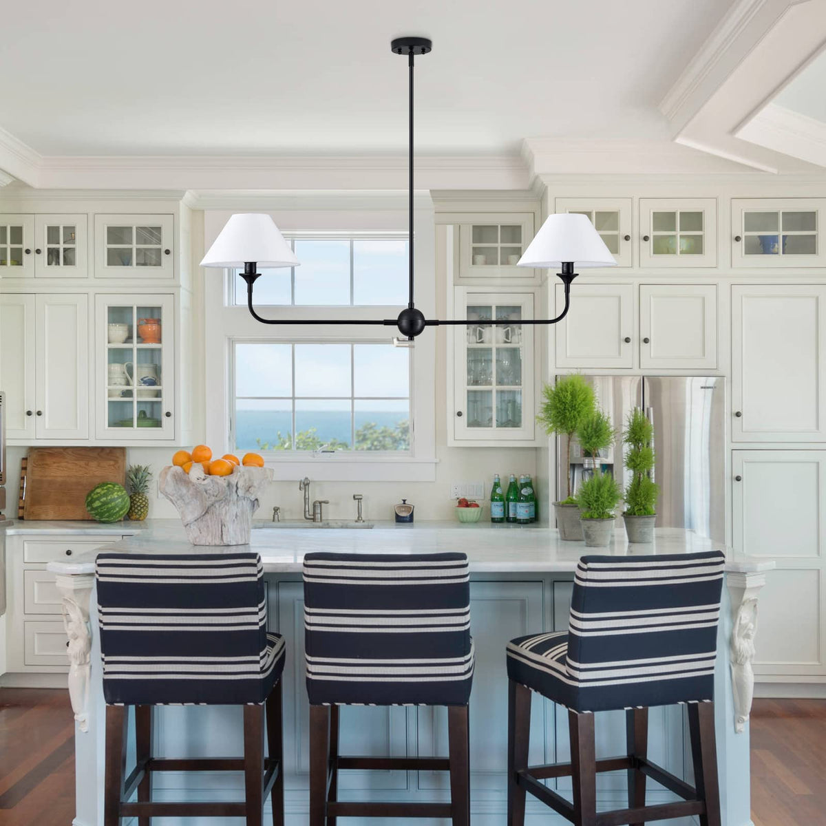 Modern Linear Chandelier (Black)