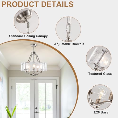 19.7'' Brushed Nickel Chandeliers for Dining Room (19.7 inch)
