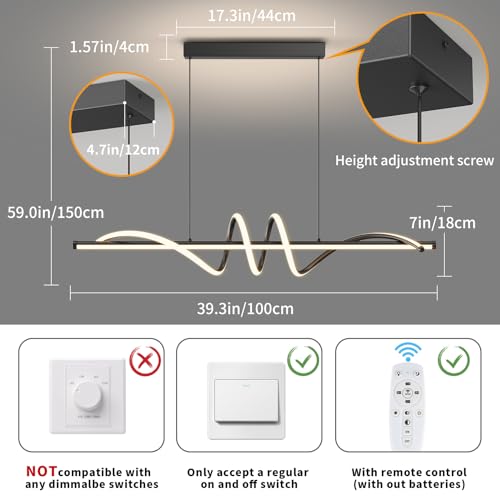 Modern LED Pendant Lights (A-Black / 39inch)