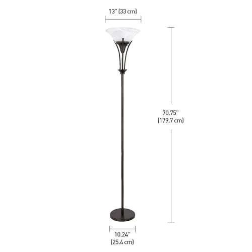 63361 Gatineau 71" Dark Bronze Floor Lamp with Alabaster Glass Shade (Rustic)