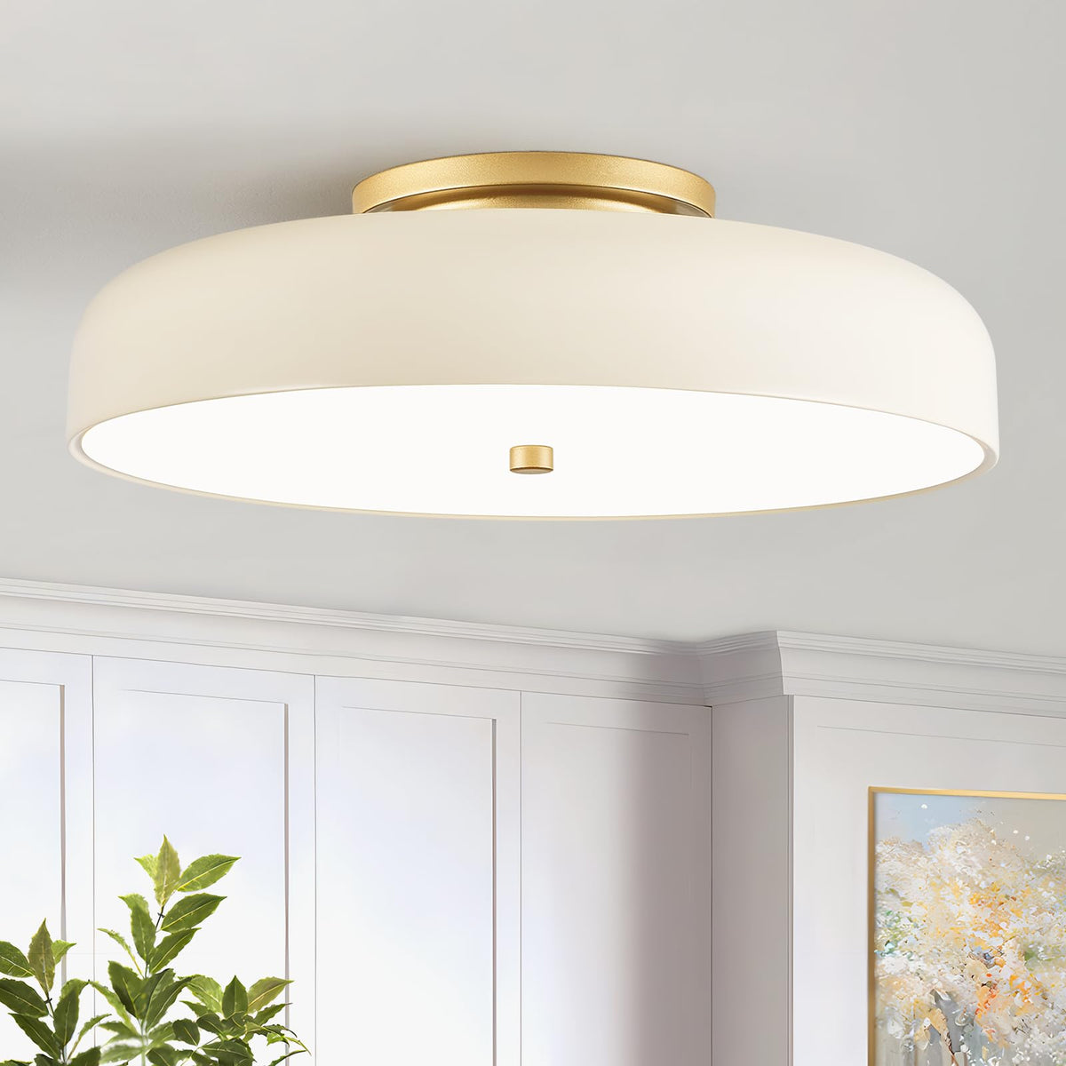 Dimmable LED Ceiling Light Fixture (Cream White / 15.74IN)
