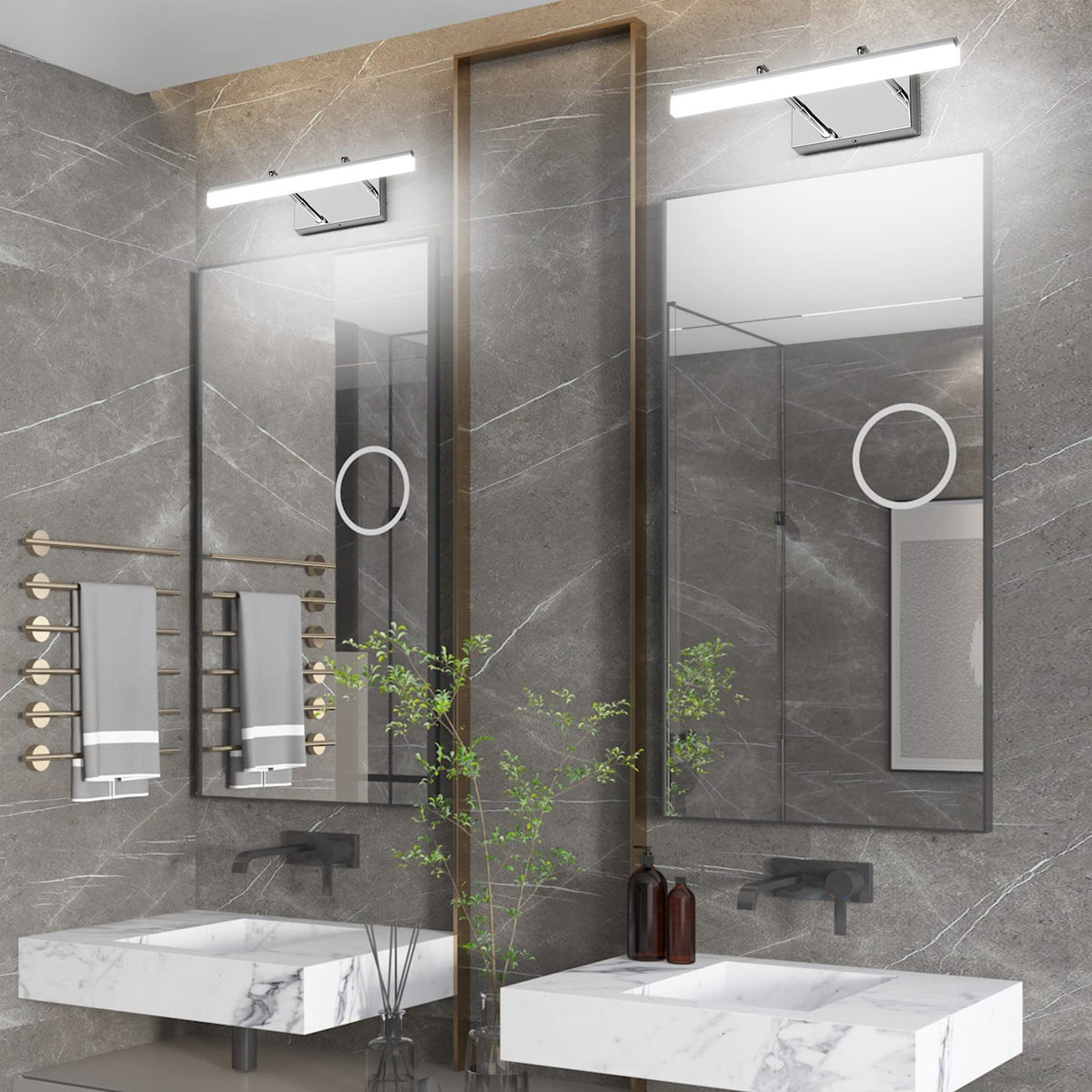 15.7 inch LED Vanity Lights Adjustable Bathroom Wall Light Bathroom Lighting Fixture Over Mirror Chrome Modern Vanity Lighting 5500K (Chrome / 15.7 in)