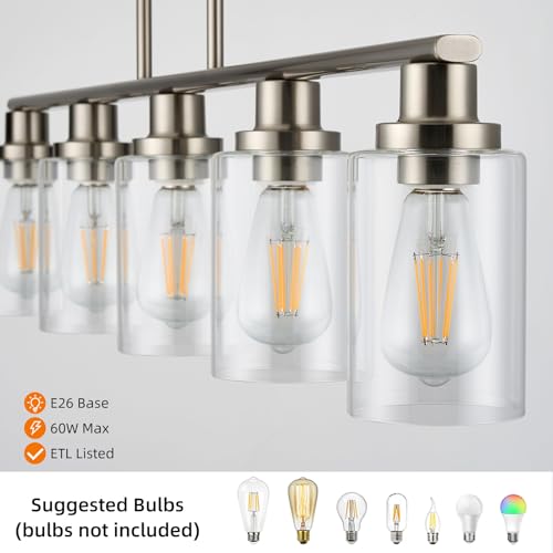 Kitchen Island Pendant Lighting (5-Light / Brushed Nickel)