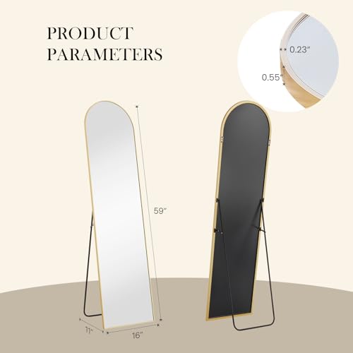 Arched Full Length Floor Mirror (Gold-arched / 59"L x 15.8"W)