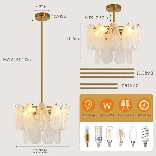 Modern Gold Cloud Glass Chandeliers