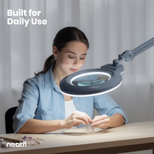 LED Magnifying Lamp (Gray / 7-inch Lens, Non-CCT with Clamp)