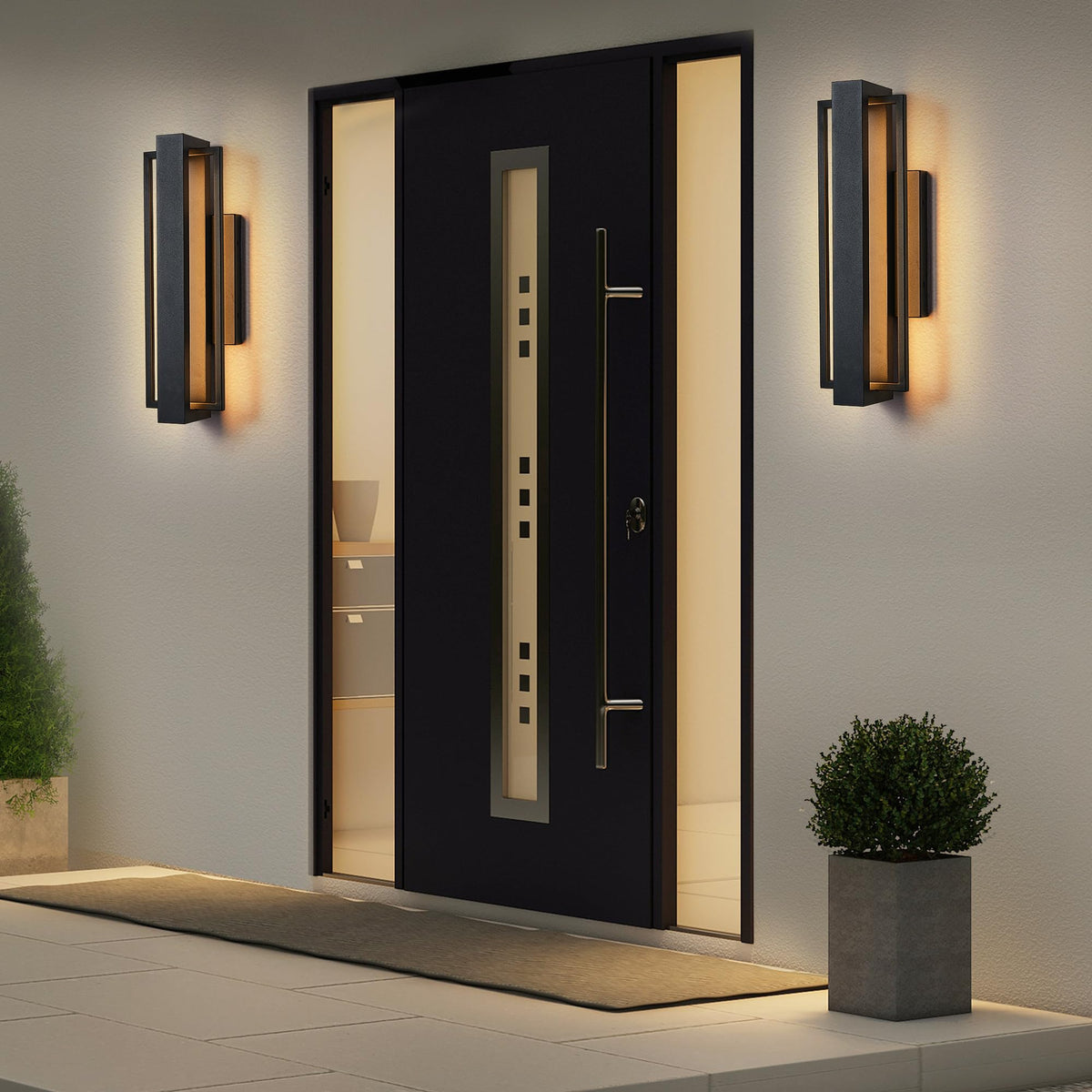 2 Pack Dimmable LED Wall Light (2Pack Small 15"H 16W Black)