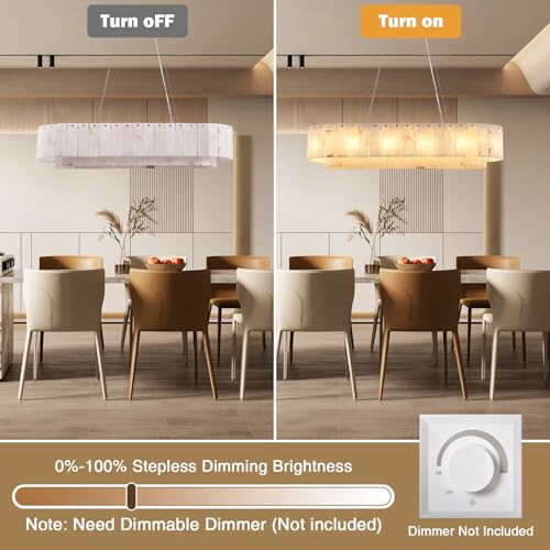 Alabaster Rectangular Chandelier for Dining Room (3-Gold-39in / 39 in)