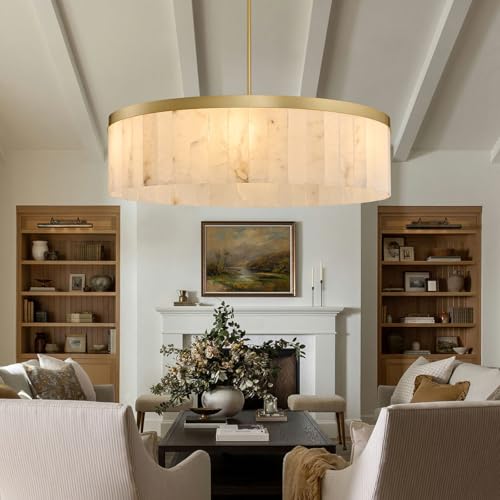 42" Round Alabaster Chandelier (42'' Gold)