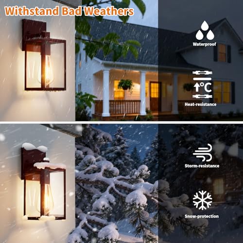 2 Pack Oil Rubbed Bronze Exterior Lighting Fixtures Wall Mount (Oil-Rubbed Bronze / 10.24'')