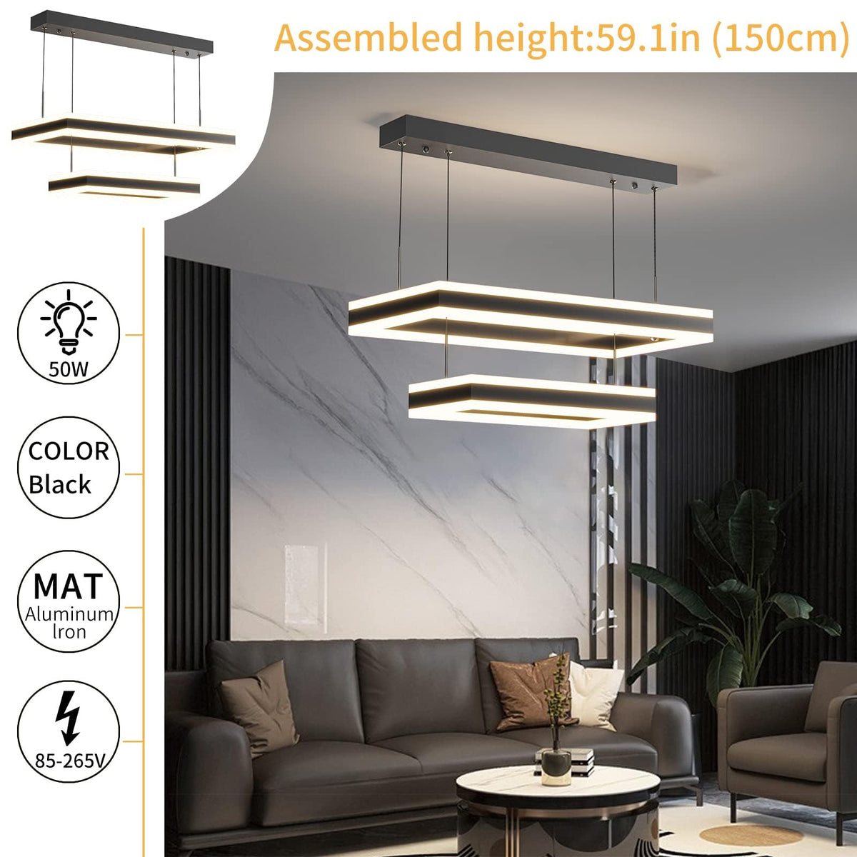 Modern LED Chandelier (15.7*23.6*0IN / C-Rectangular)