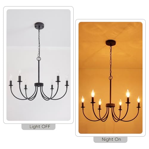 6 Light Black Farmhouse Chandelier (Frosted Black / 6 Light)