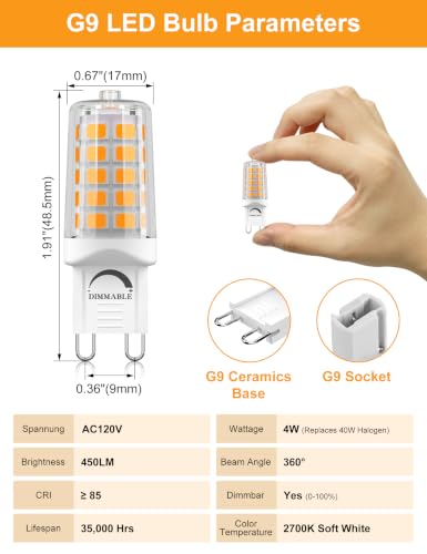 G9 LED Bulb 2700K Dimmable 24packs