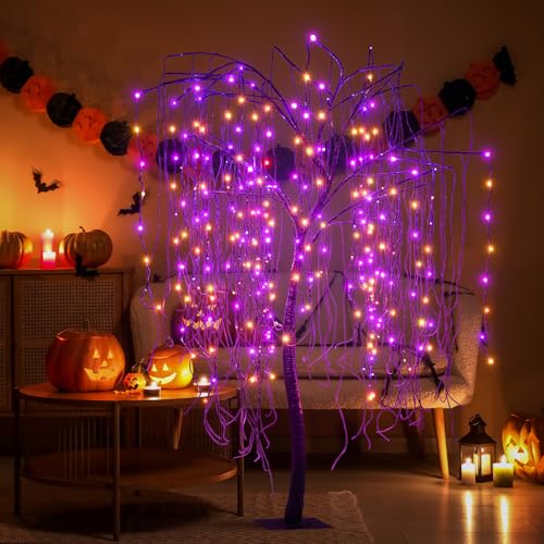 7 Feet Halloween Willow Tree (Orange+purple)