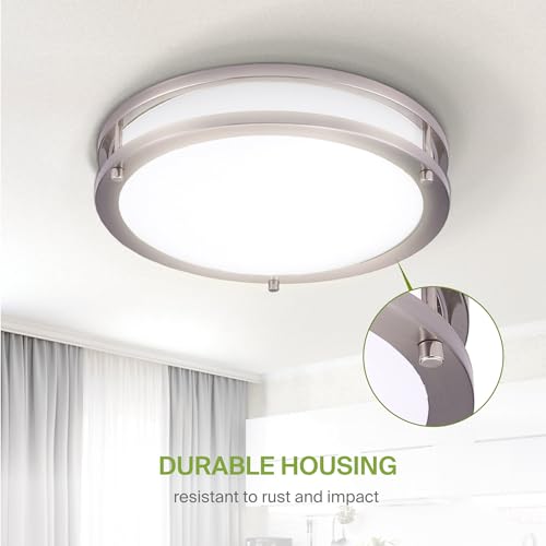 LED 10" Round Flush Mount Lighting (Brushed Nickel)