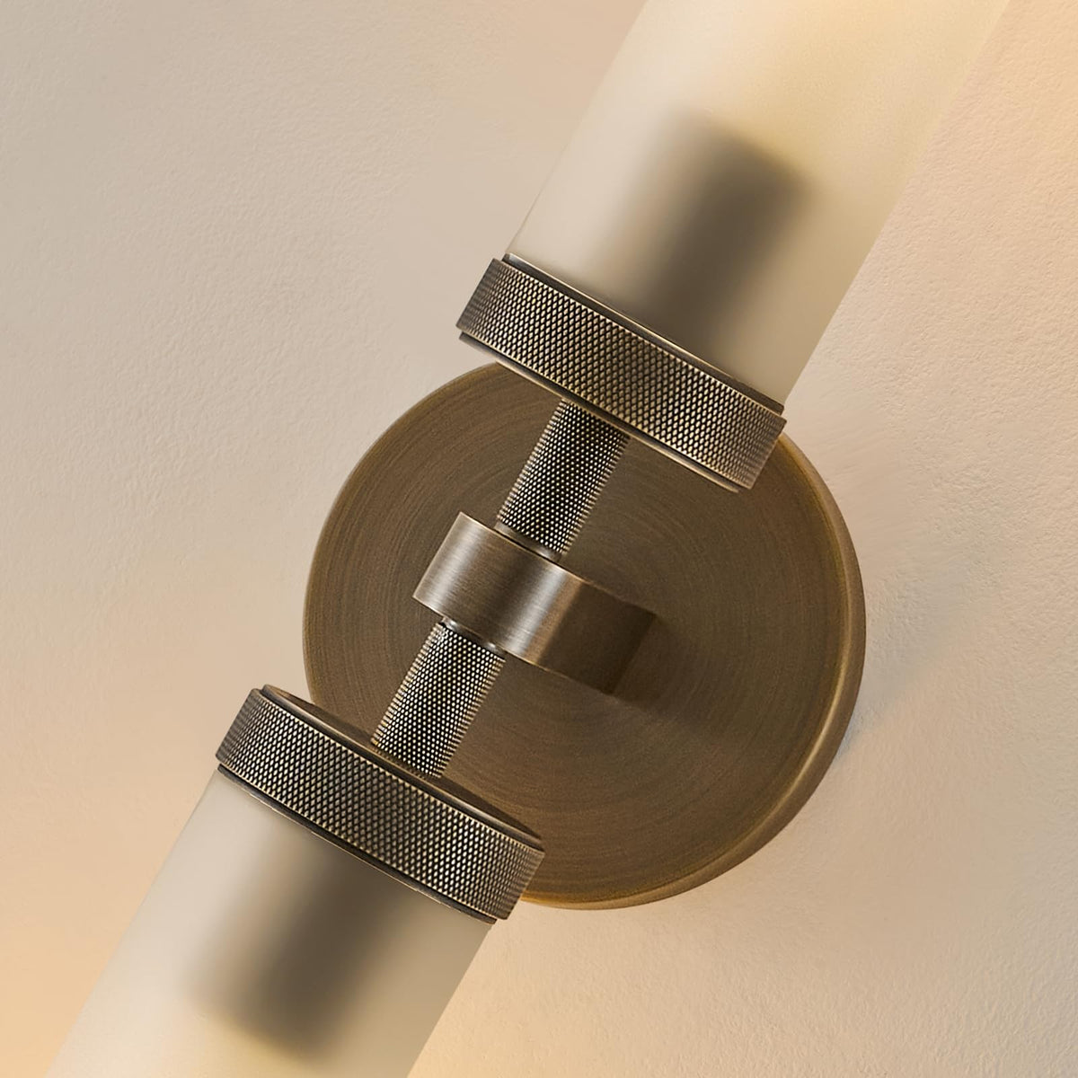 Antique Brass Bathroom Wall Sconce (Antique Brass-Frosted Glas / 2 Pack)