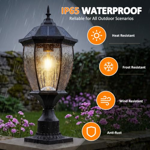 Solar Light Post Outdoor Waterproof with Pier Mount Base