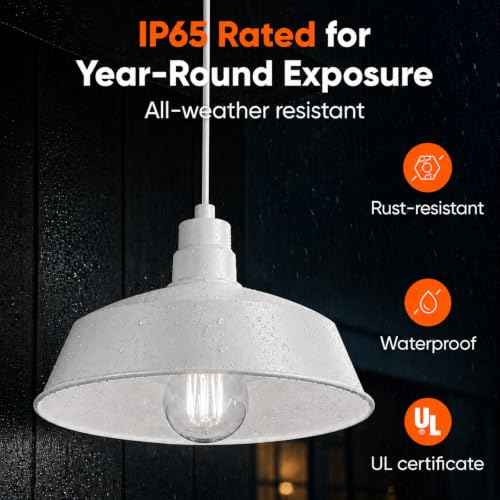 17 Inch Industrial White Pendant Barn Light Fixture (White / 1-Pack)