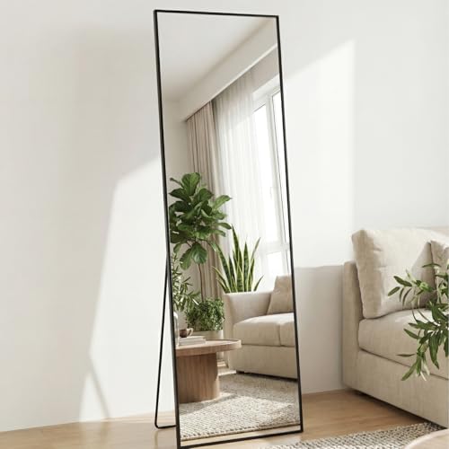 Full Length Floor Mirror 56"x15" (Black-rect / 56"L x 15"W)