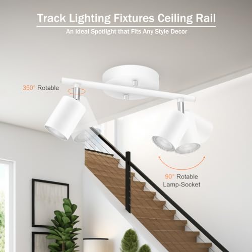 Track Lighting Fixture Ceiling White (White / 11.8" 2 Light Track Light)