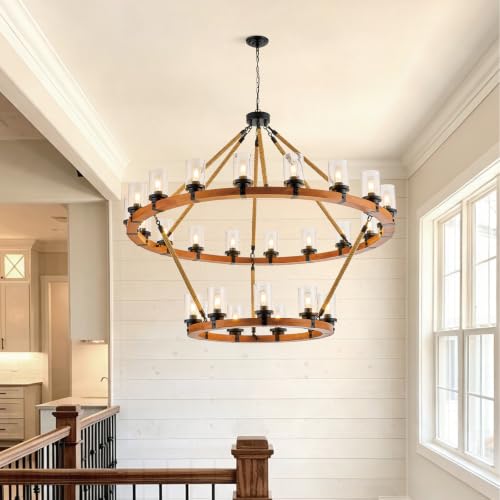 Rustic 6 Light Wagon Wheel Chandelier